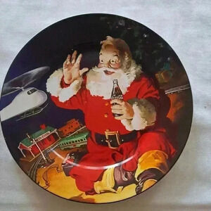 Coca Cola 8" Christmas Santa Holiday Salad Dessert Plate Vintage